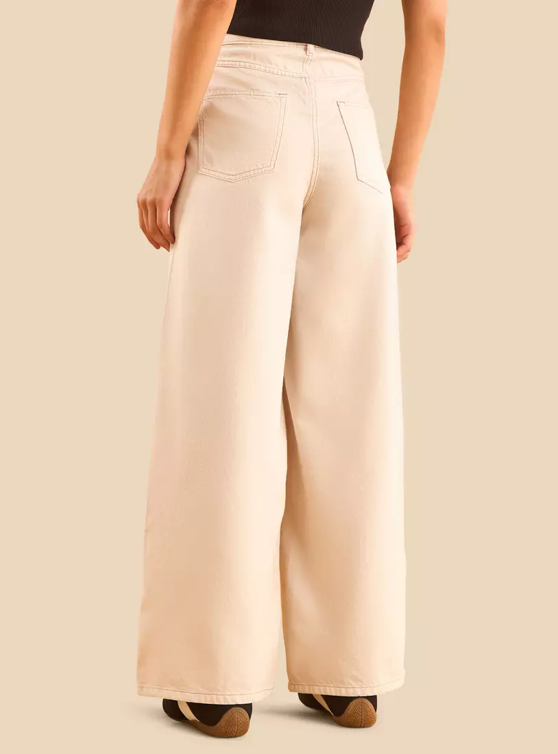 Plain Wide Leg Jeans-2