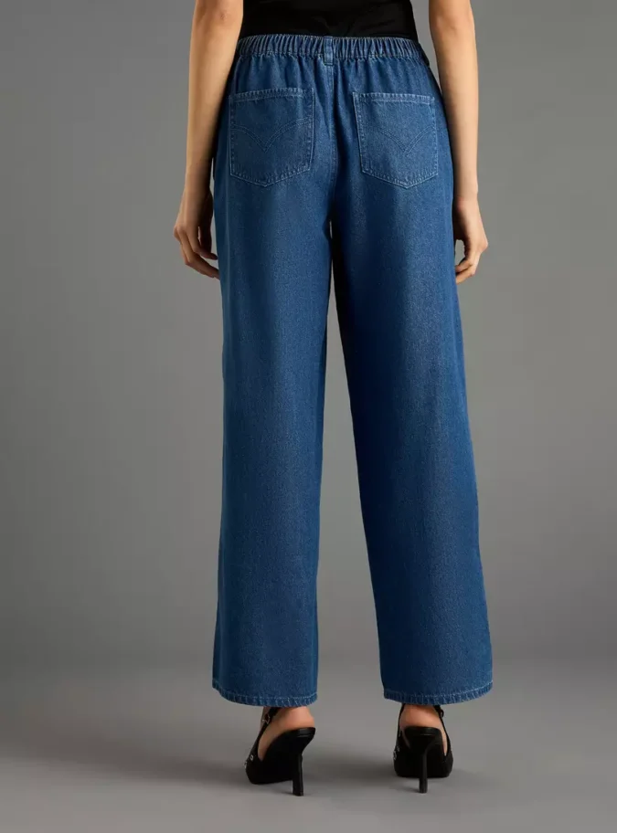 Plain Wide Leg Jeans-2