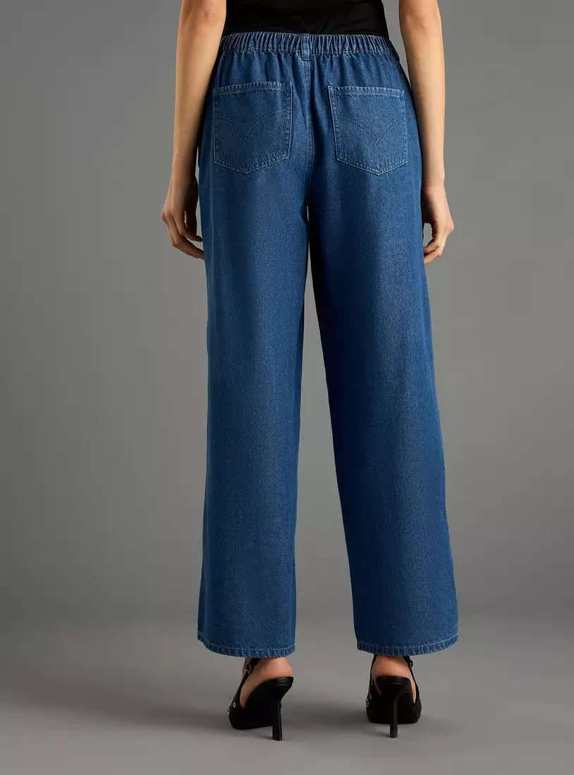 Plain Wide Leg Jeans-2