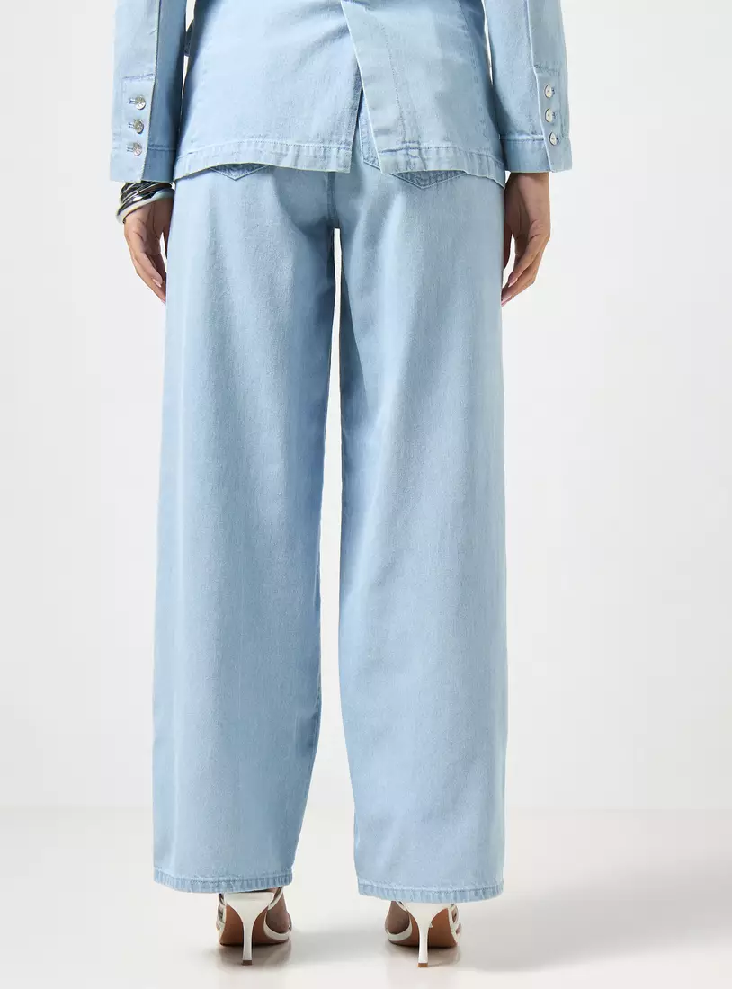 Plain Wide Leg Jeans-2