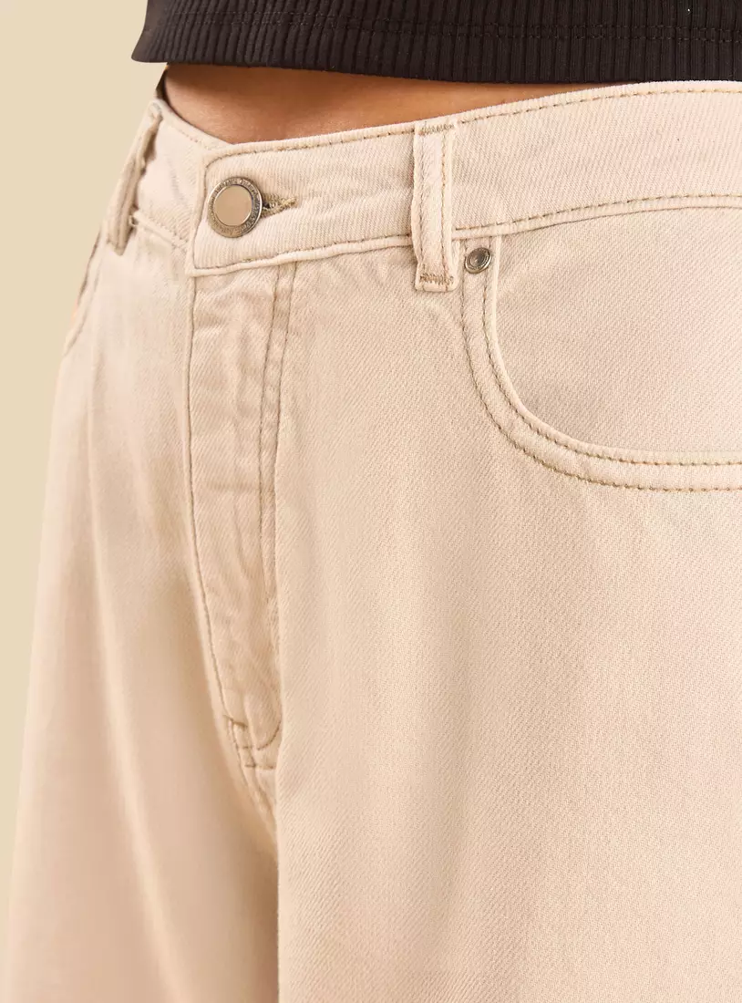 Plain Wide Leg Jeans-3
