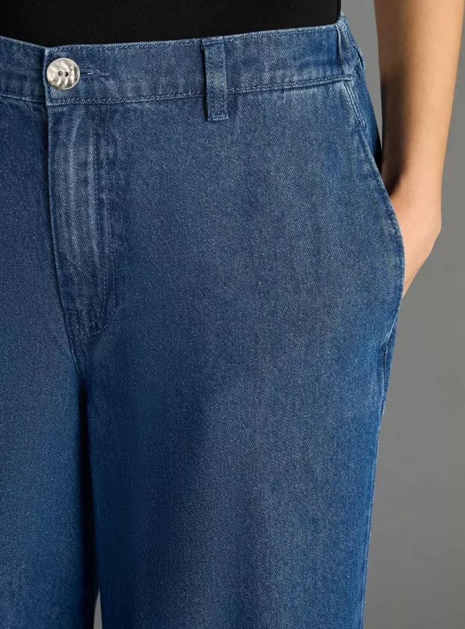 Plain Wide Leg Jeans-3