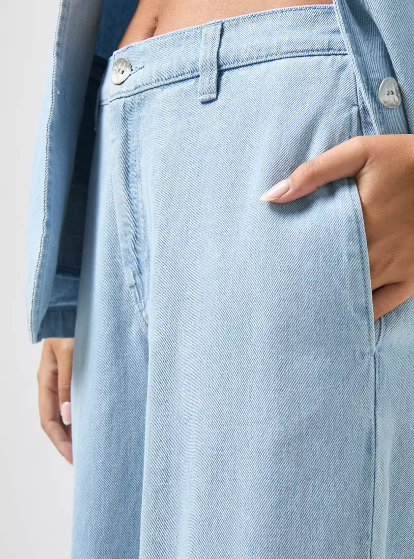 Plain Wide Leg Jeans-3