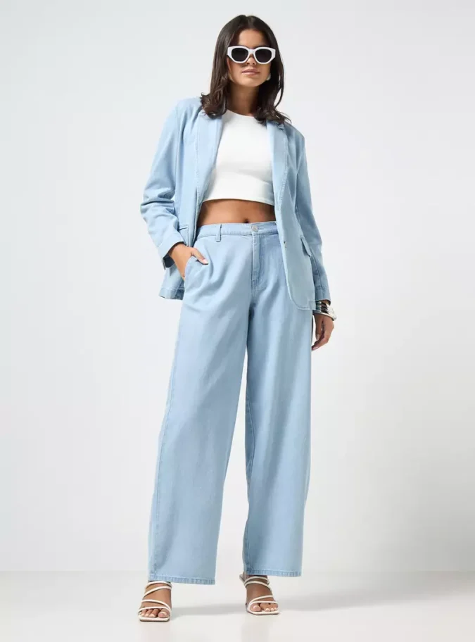 Plain Wide Leg Jeans-4