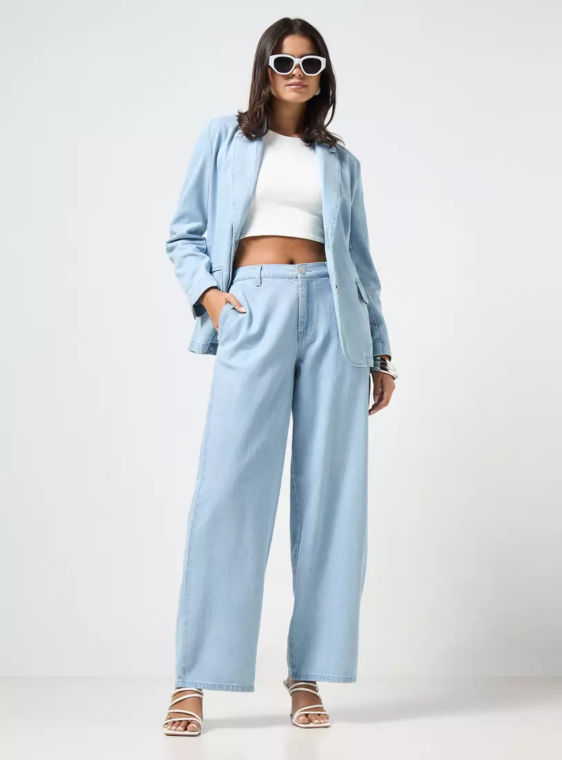 Plain Wide Leg Jeans-4