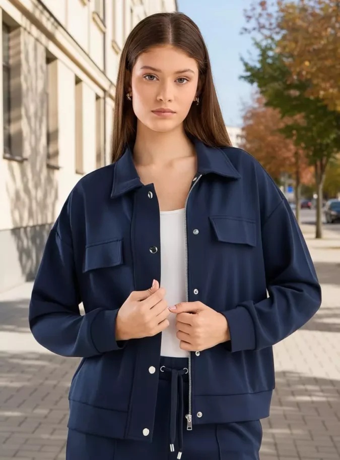 Plain Zip Through Modal Jacket-1