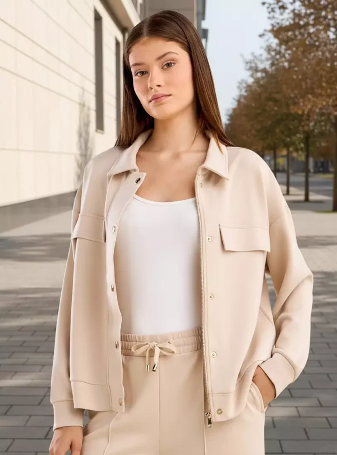 Plain Zip Through Modal Jacket-1