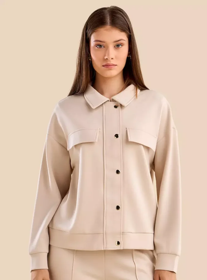 Plain Zip Through Modal Jacket-3