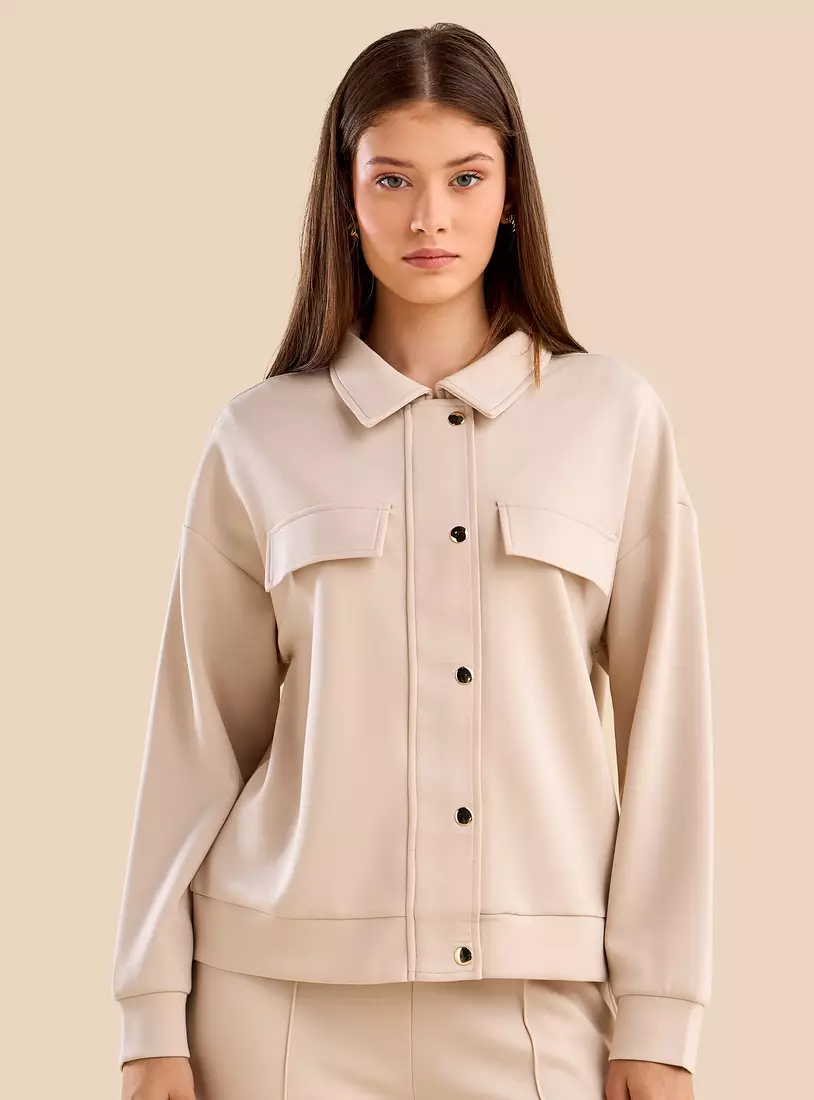 Plain Zip Through Modal Jacket-3