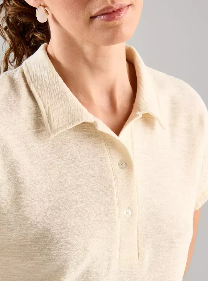 Polo T-shirt with Fringe Hem-3