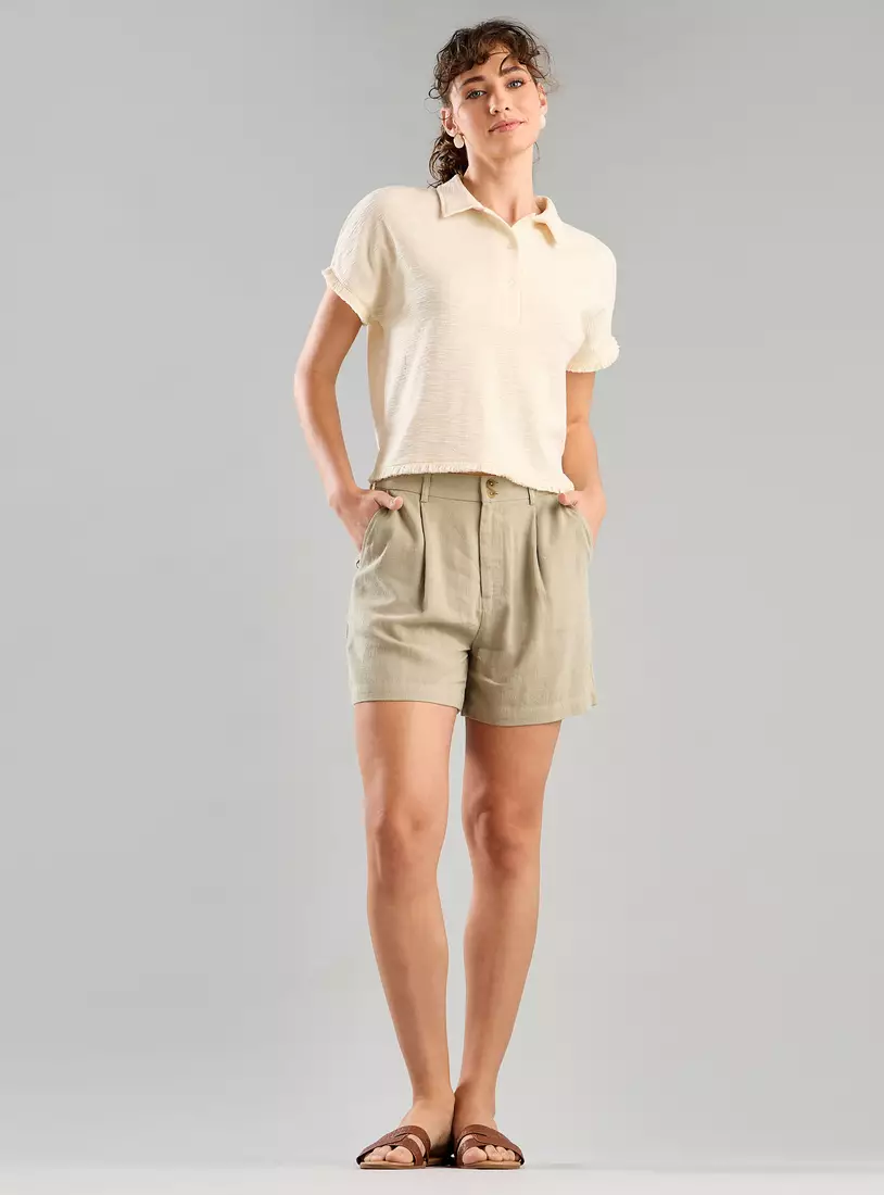 Polo T-shirt with Fringe Hem-4