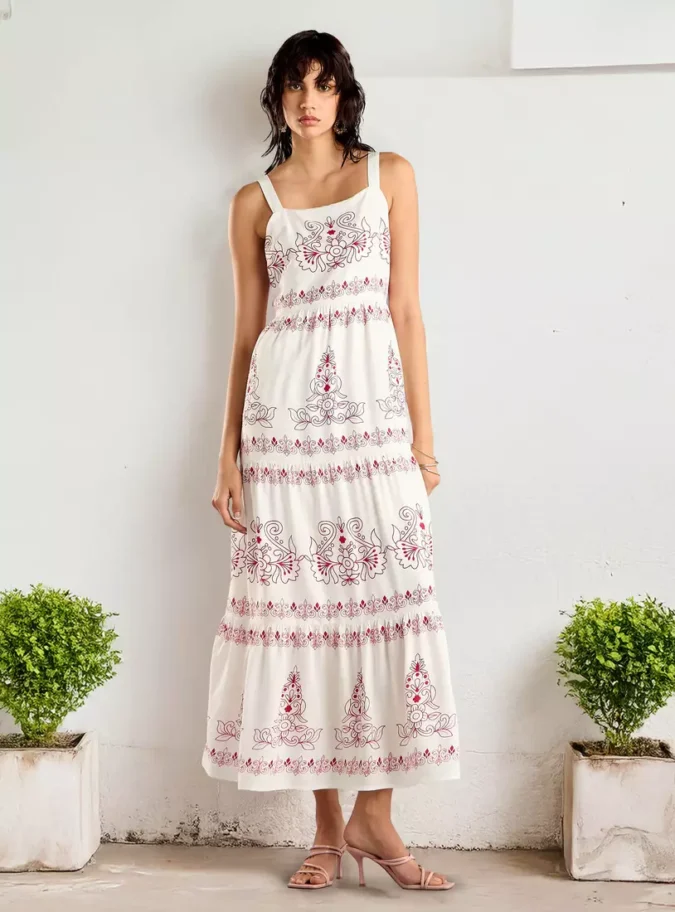 Printed Strappy Maxi Dress-1