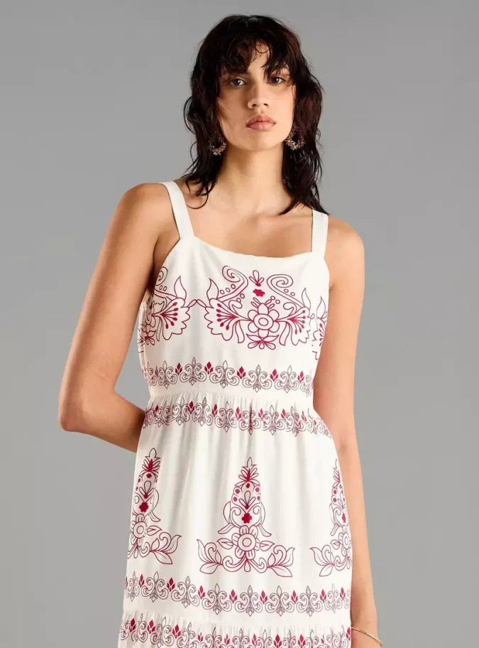 Printed Strappy Maxi Dress-3