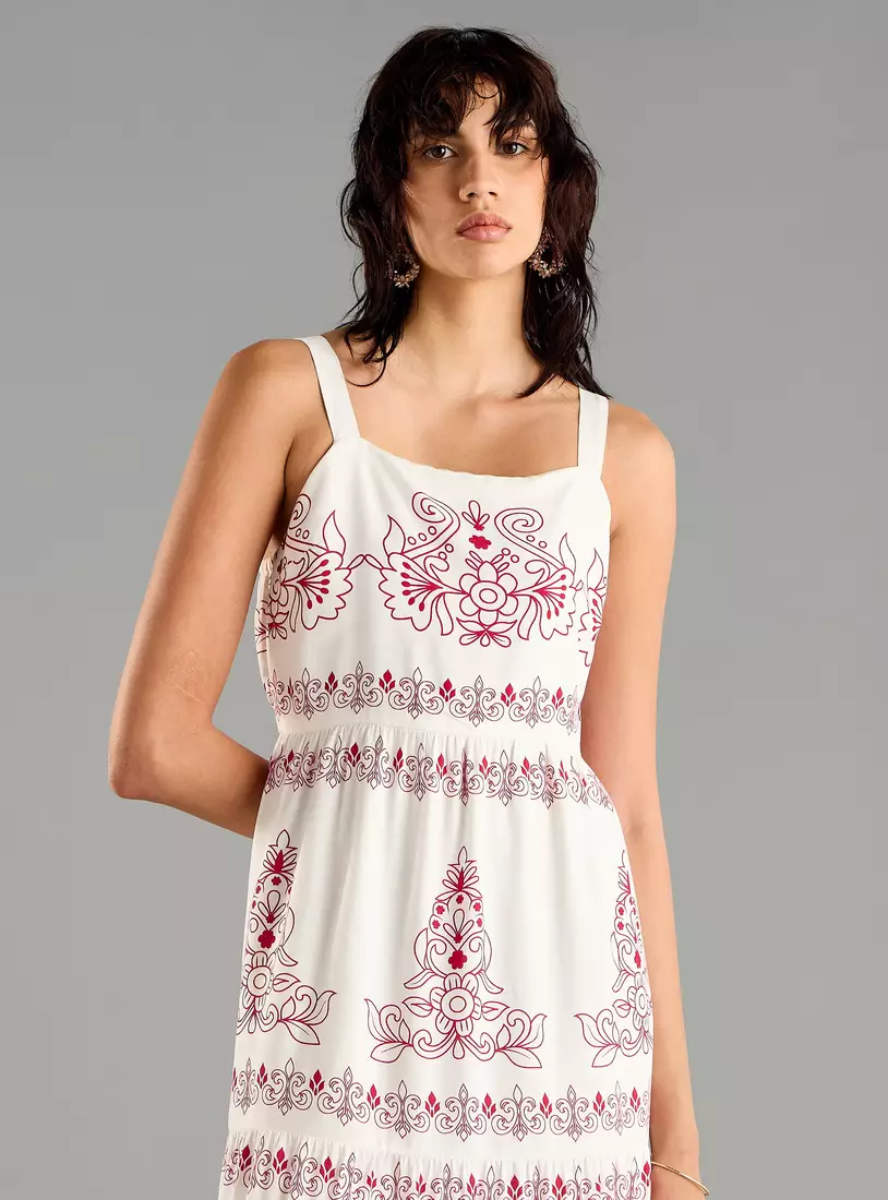 Printed Strappy Maxi Dress-3