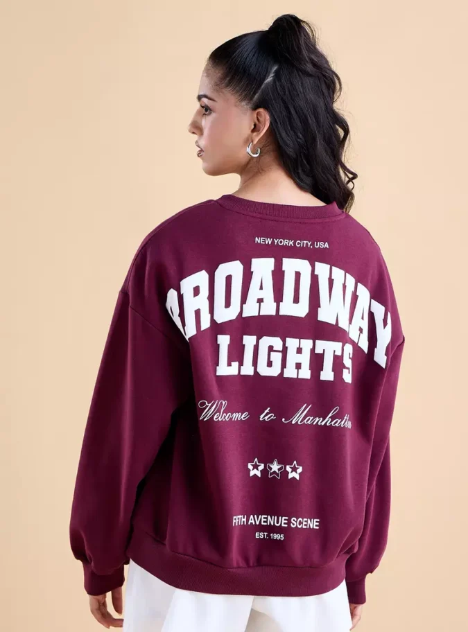 Printed V-neck Sweatshirt-2