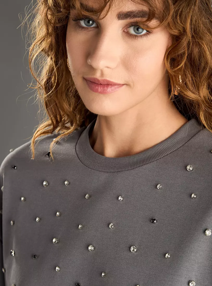 Rhinestone Embellished T-shirt-3