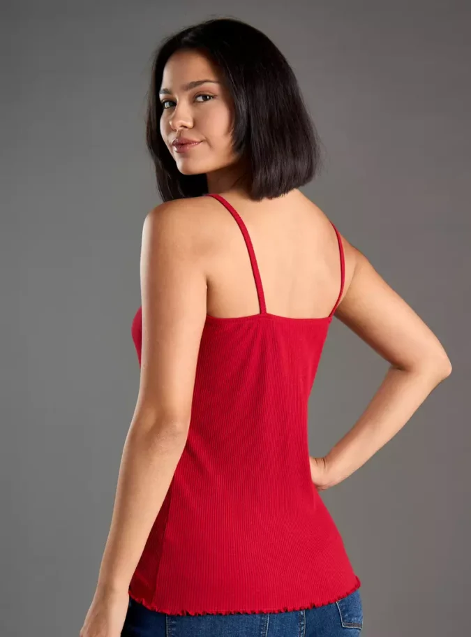 Ribbed Camisole with Lace Detail -2