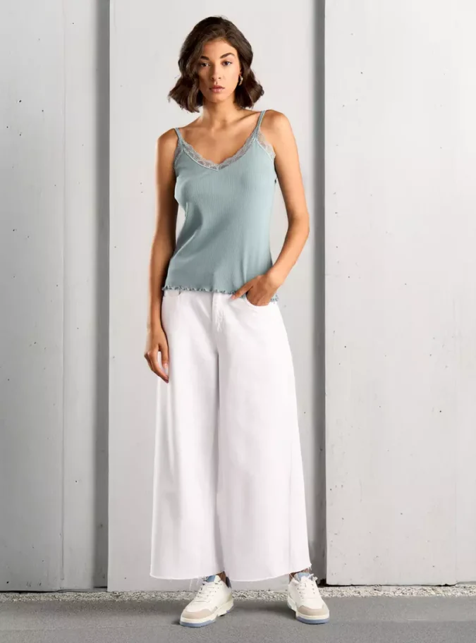 Ribbed Camisole with Lace Detail-4