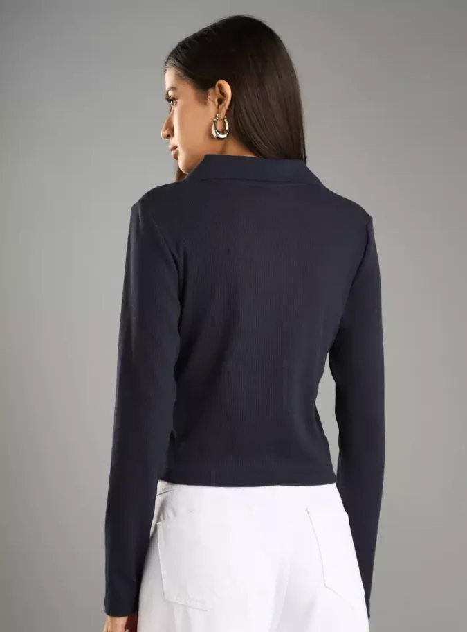 Ribbed Collared Polo T-Shirt2