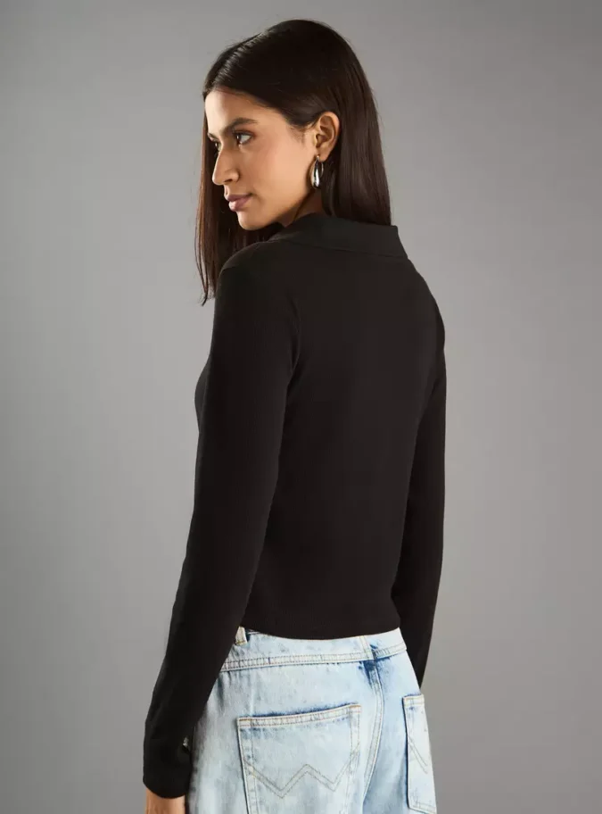 Ribbed Collared Polo T-Shirt2