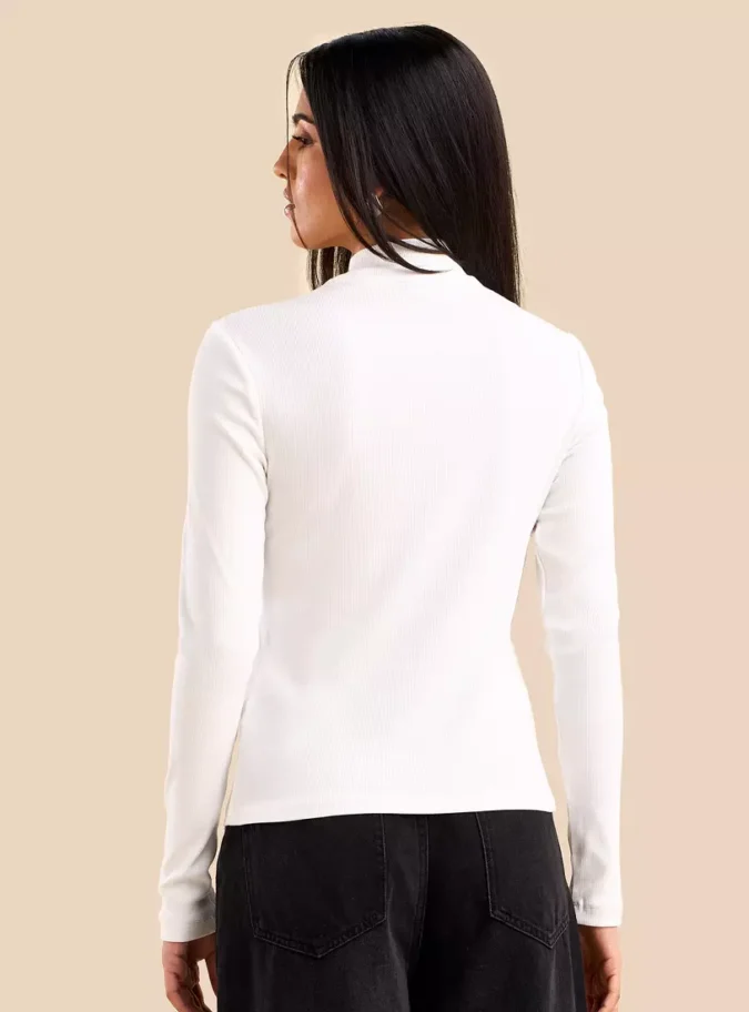 Ribbed High Neck T-Shirt-2