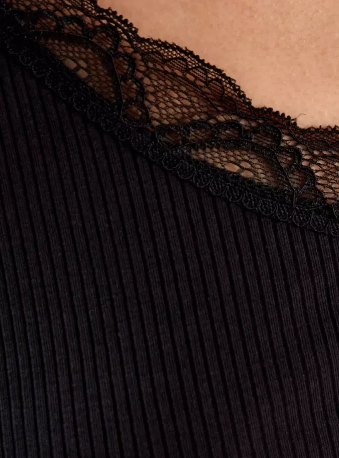 Ribbed Lace Insert Camisole-4