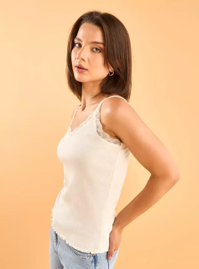Ribbed Lace Insert Camisole-4