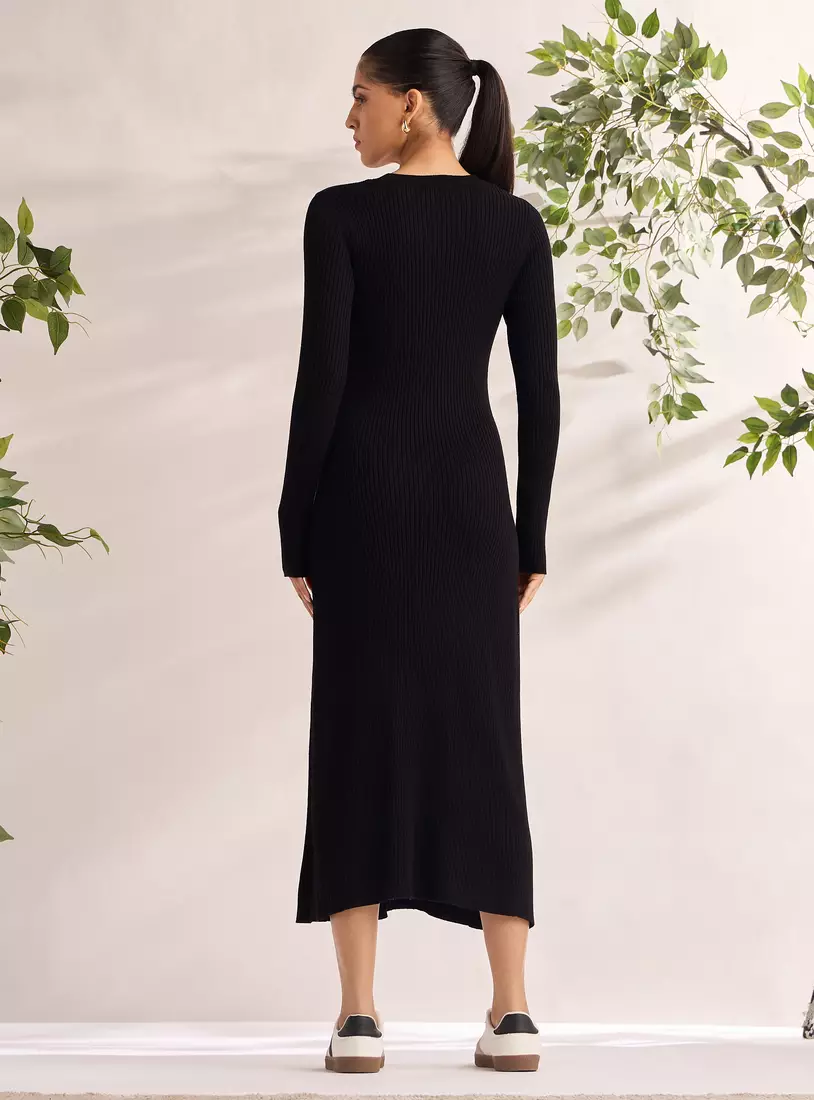 Ribbed Midi Dress-3