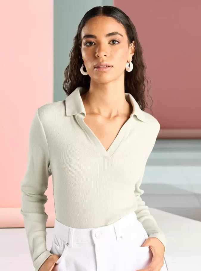 Ribbed Polo T-Shirt-1