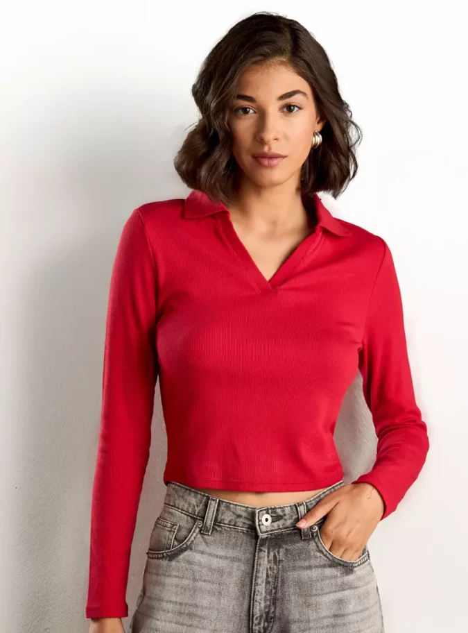 Ribbed Polo T-Shirt-1