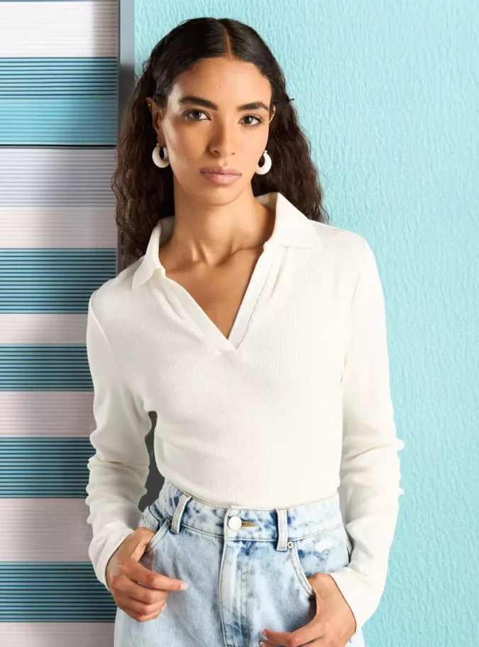 Ribbed Polo T-Shirt-1