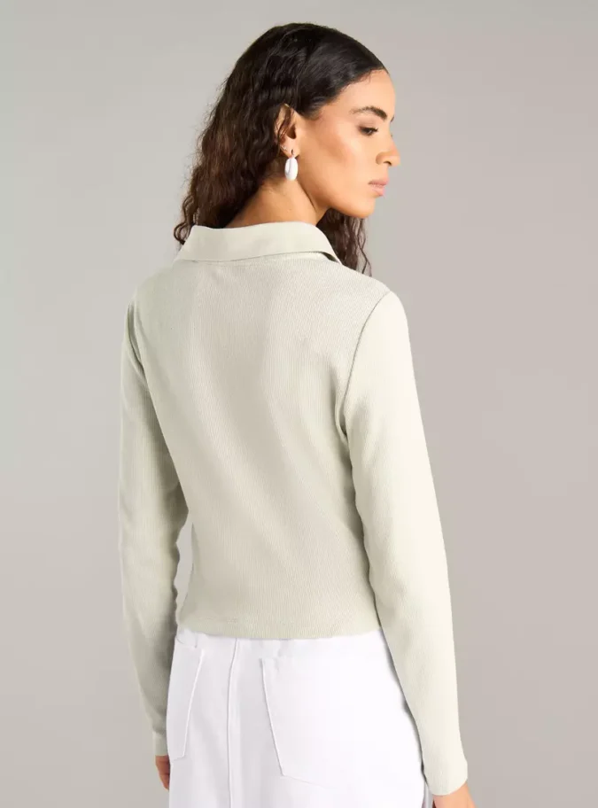 Ribbed Polo T-Shirt-2