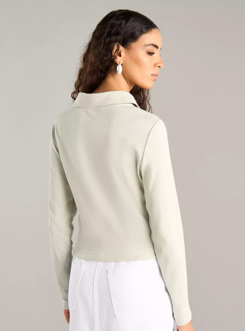 Ribbed Polo T-Shirt-2