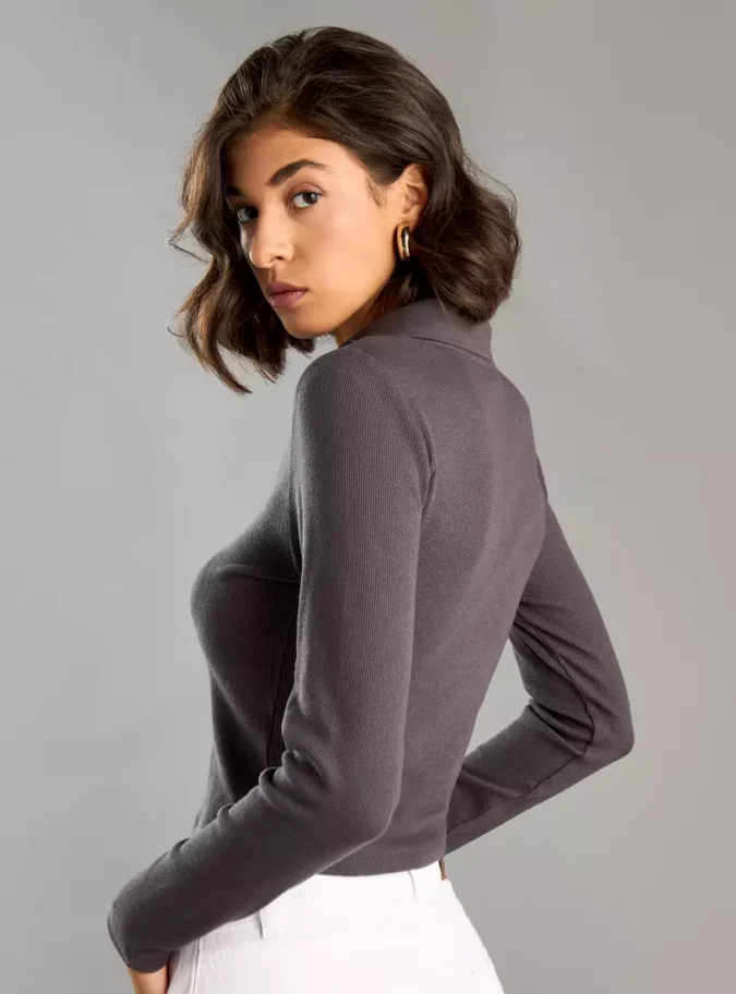 Ribbed Polo T-Shirt-2