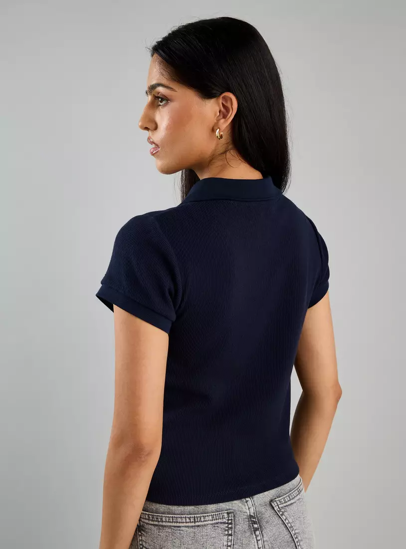 Ribbed Polo T-Shirt-2