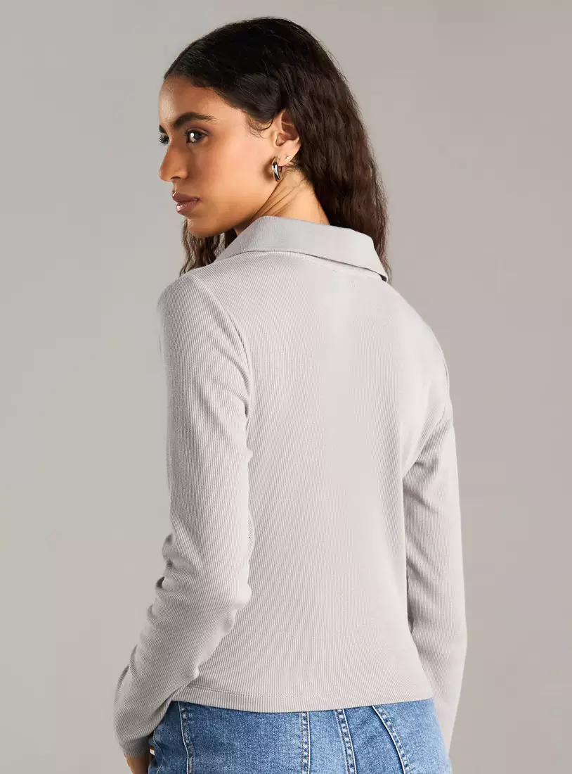 Ribbed Polo T-Shirt -2