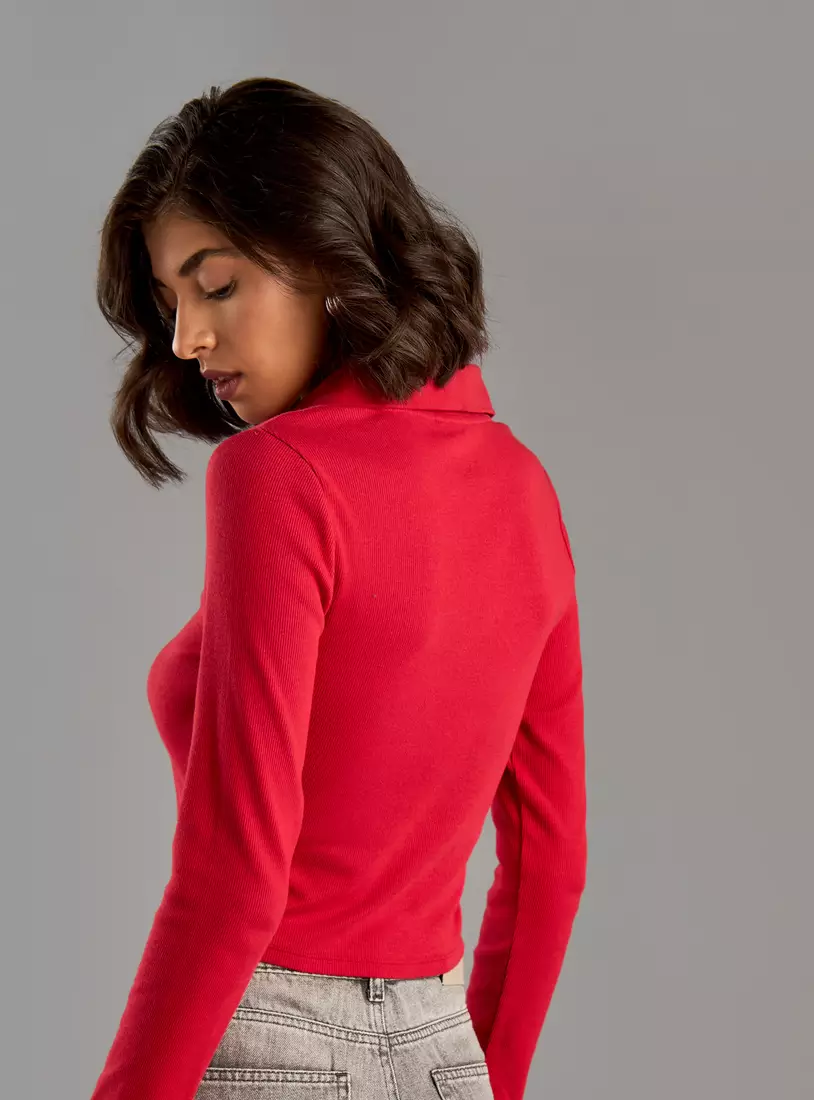 Ribbed Polo T-Shirt-2