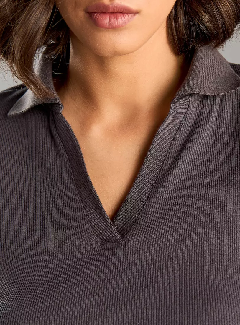 Ribbed Polo T-Shirt-3