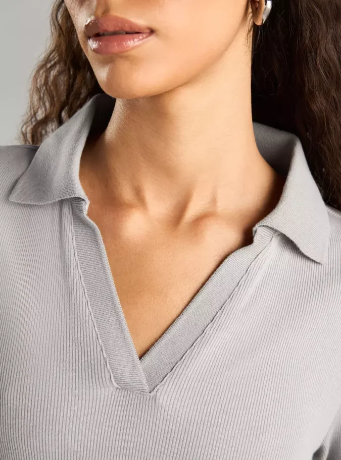 Ribbed Polo T-Shirt -3