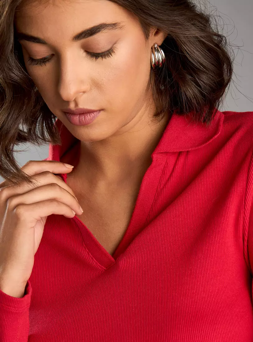 Ribbed Polo T-Shirt-3