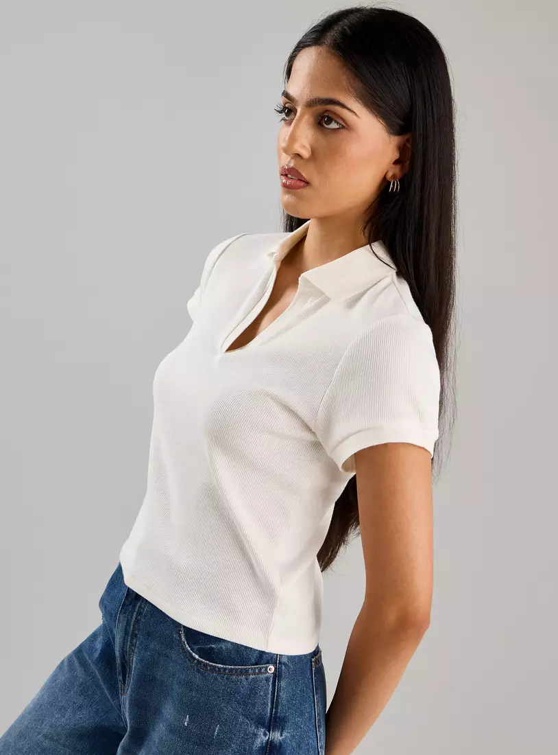 Ribbed Polo T-Shirt-4