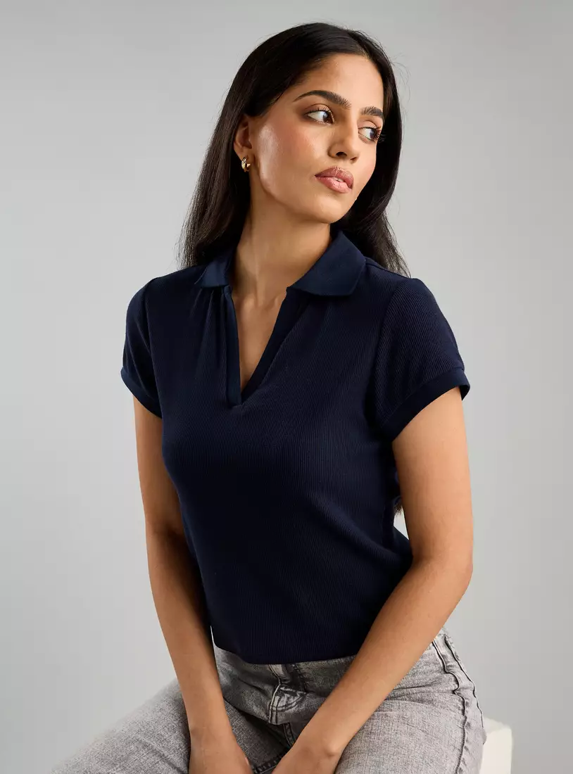 Ribbed Polo T-Shirt-4
