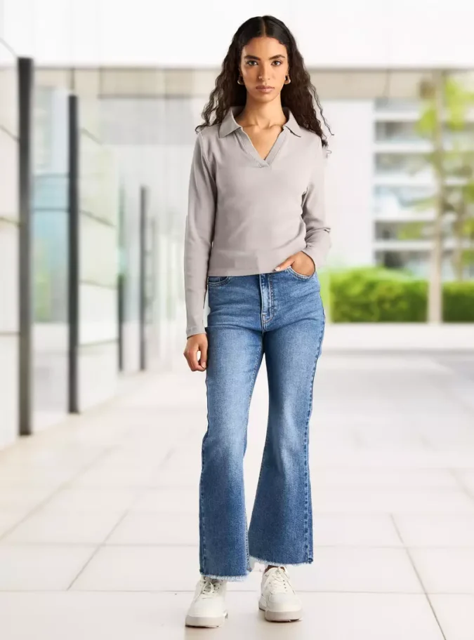 Ribbed Polo T-Shirt -4