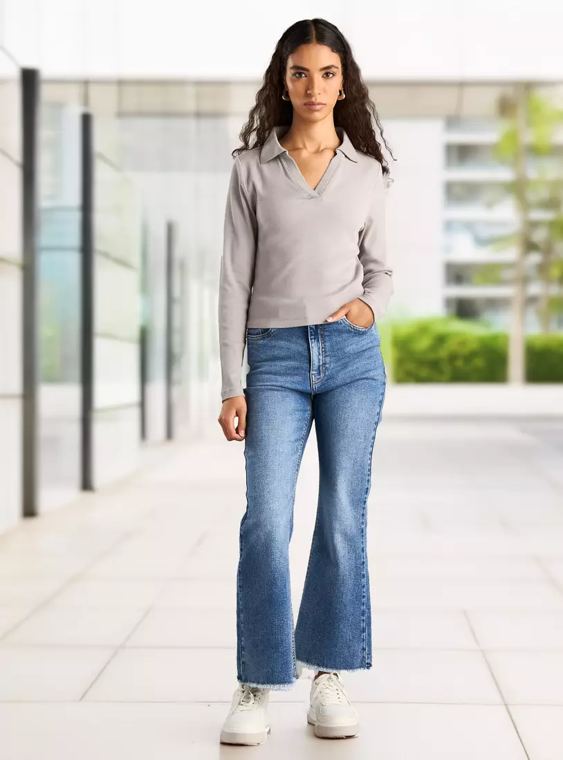 Ribbed Polo T-Shirt -4