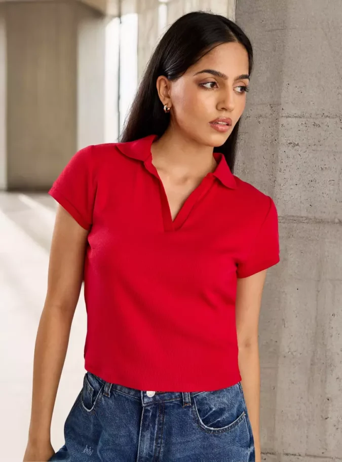 Ribbed Polo T-shirt-1