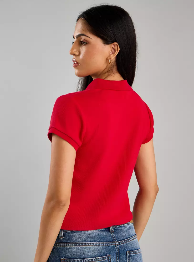Ribbed Polo T-shirt-2