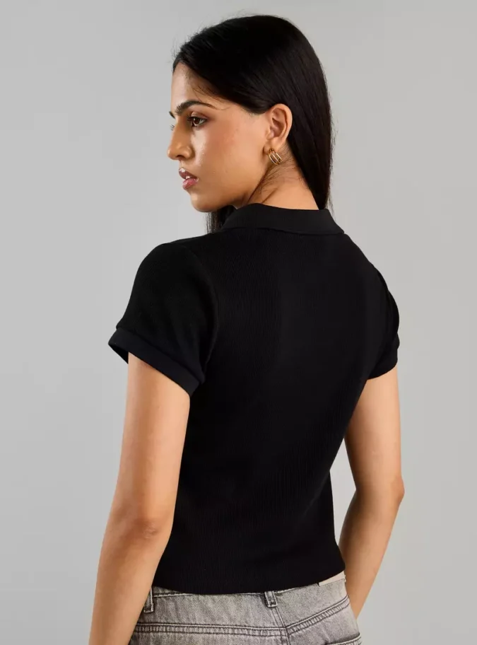 Ribbed Polo T-shirt -2