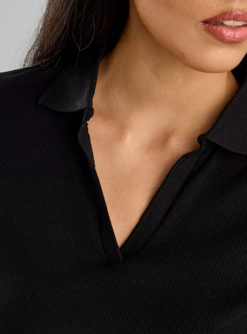 Ribbed Polo T-shirt -3