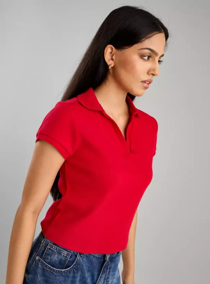 Ribbed Polo T-shirt-4