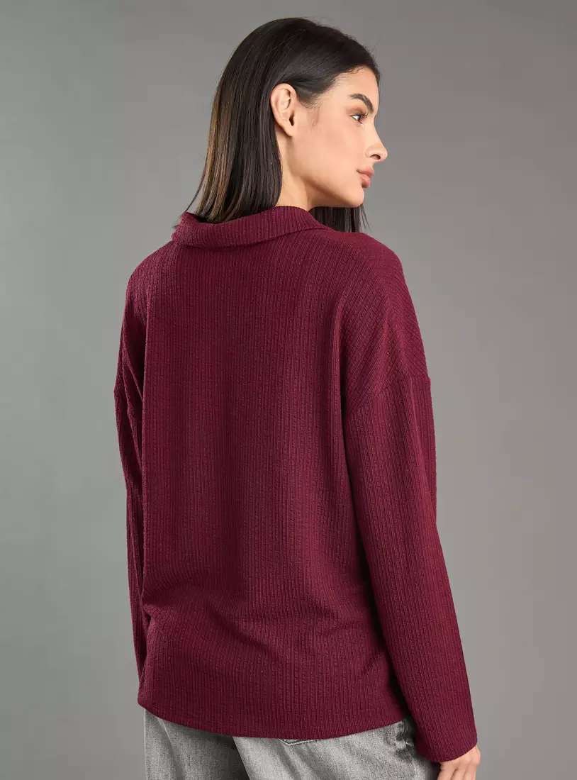 Ribbed Top with Collar-2